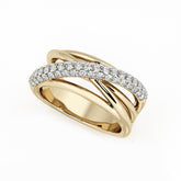 Multi Band Diamond Crossover Ring