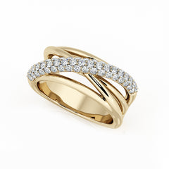 Multi Band Diamond Crossover Ring