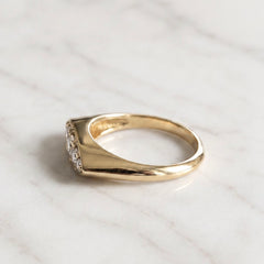 Yellow Gold Marquise Style Diamond Signet Ring
