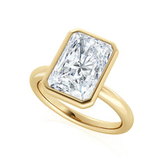 Radiant Cut Natural Diamond Bezel Set Engagement Ring