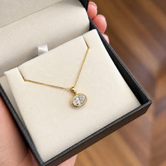 Yellow Gold East-West Bezel Set Oval Lab Diamond Pendant