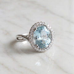 Aquamarine and Diamond Cocktail Ring