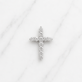 18k White Gold Ladies Lab Grown Diamond Slider Cross Pendant
