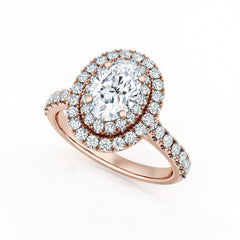 Double Halo Oval Diamond Engagement Ring