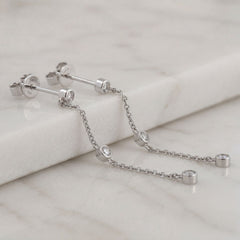 Delicate White Gold Diamond Drop Earrings