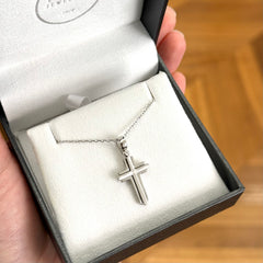 18k White Gold Men's Layered Cross Pendant