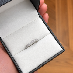 18k White Gold Stackable French Pave Diamond Ring