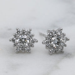 Round Diamond Celestial Cluster Earrings - 1.00ct