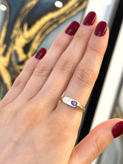 9k Yellow Gold Pink Sapphire & Diamond Signet Ring