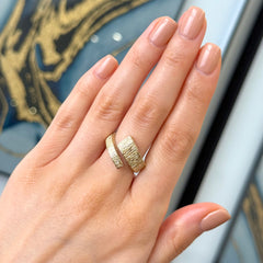 9k Yellow Gold Textured Wrap Ring
