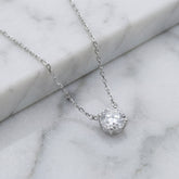 18k White Gold Round Lab Grown 1.00ct Diamond Solitaire Necklace
