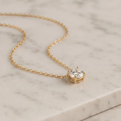 Yellow Gold Lab Grown Diamond Solitaire Necklace