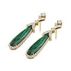 Green Tourmaline & Diamond Drop Earrings