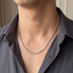 9ct White Gold Men's Cable Chain