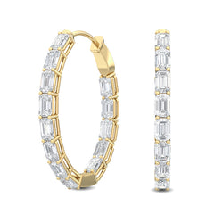 Emerald Cut Lab Grown Diamond Hoop Earrings
