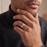 Men's Grooved Diamond Wedding Ring