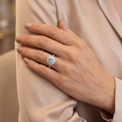 Blue Topaz and Double Diamond Halo Cocktail Ring
