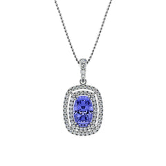 Tanzanite & Diamond Halo Pendant