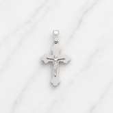 18k White Gold Solid Orthodox Cross With Crucifix