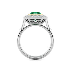 Emerald & Diamond Art Deco Cocktail Ring