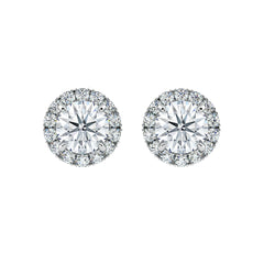 Round Diamond Halo Stud Earrings