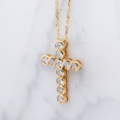 Ladies Yellow Gold Lab Grown Diamond Cross