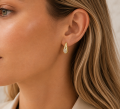 Abstract Gold and Diamond Dome Earrings