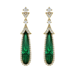 Green Tourmaline & Diamond Drop Earrings