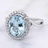 Aquamarine and Diamond Cocktail Ring