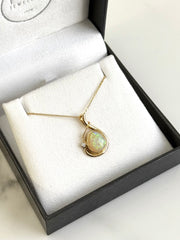 18k Yellow Gold Australian Opal & Diamond Pendant