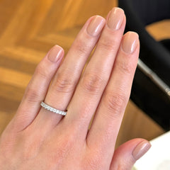 18k White Gold Stackable French Pave Diamond Ring