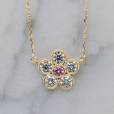 18k Yellow Gold Pink & White Diamond ‘Daisy’ Necklace