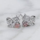Pink & White Diamond Cluster Earrings