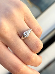 9k White Gold Diamond Signet Ring