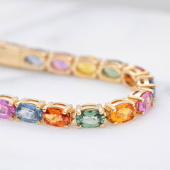 Multi Coloured Sapphire Tennis Bracelet