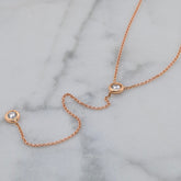 18k Rose Gold Diamond Set Lariat Necklace