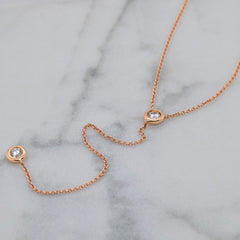 18k Rose Gold Diamond Set Lariat Necklace