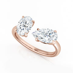 Two Stone Oval & Pear Diamond Engagment Ring