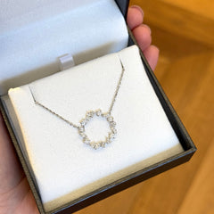 White Gold Mixed Shape Lab Grown Diamond Eternity Pendant & Chain