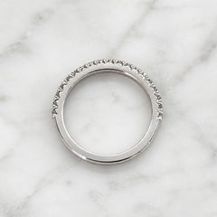 18k White Gold Stackable French Pave Diamond Ring