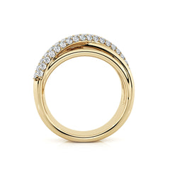 Multi Band Diamond Crossover Ring