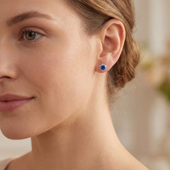 Tanzanite and Diamond Halo Stud Earrings