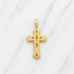 Men's 18k Yellow Gold Matte Finish Orthodox Cross Pendant - Medium