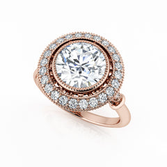 Round Diamond Halo Milgrain Engagement Ring