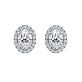 Oval Halo Diamond Stud Earrings