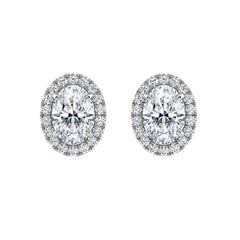 Oval Halo Diamond Stud Earrings