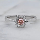 18k White Gold Pink & White Diamond Celestial Cluster Ring