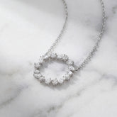 White Gold Mixed Shape Lab Grown Diamond Eternity Pendant & Chain