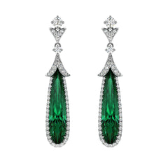 Green Tourmaline & Diamond Drop Earrings