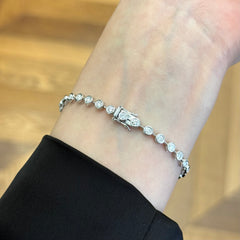 18k White Gold Lab Grown Bezel Set Diamond Tennis Bracelet